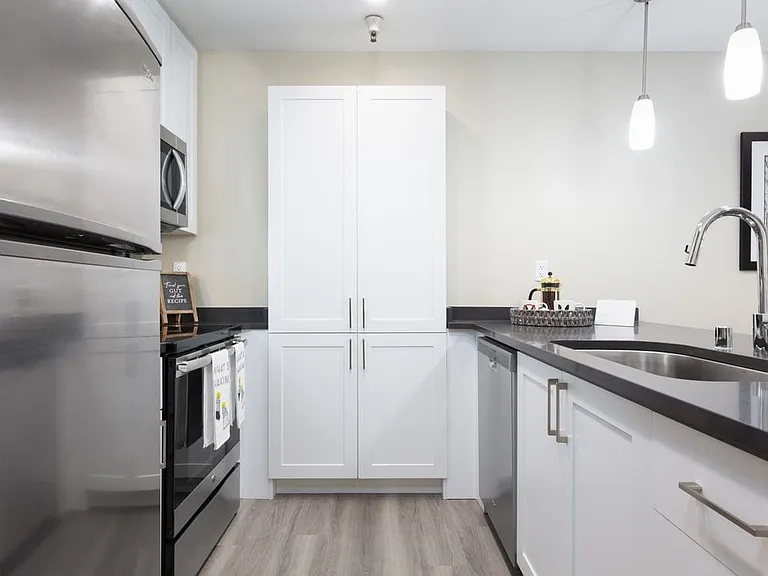 Modern Collection Kitchen With New Cabinetry And Hard Surface Flooring