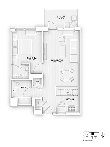 Floor plan 809-1209 w Balcony