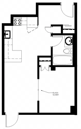 Floor plan 1 Bed 1 Bath D Junior