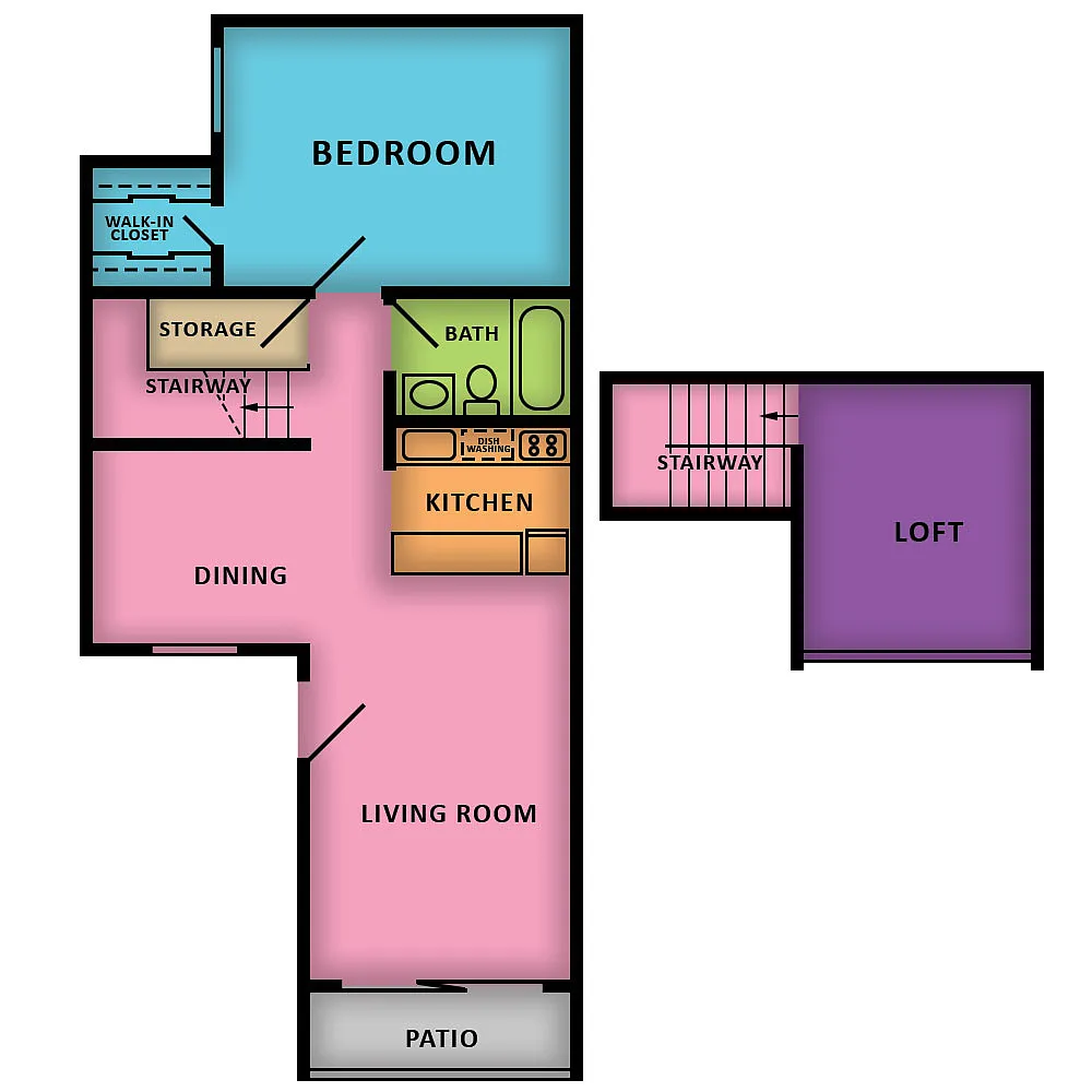 Floor plan 1 Bed 1 Bath- Loft