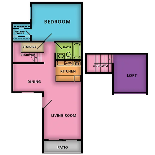 Floor plan 1 Bed 1 Bath- Loft