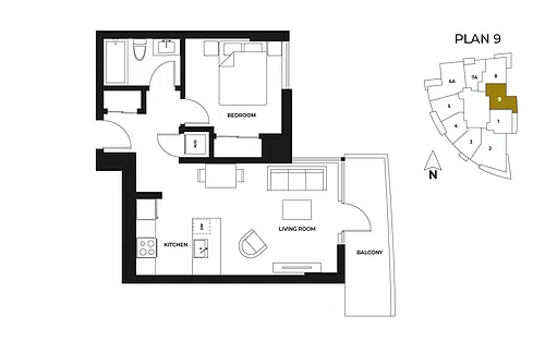 Floor plan 1 Bedroom 1 Bed 1 Bath