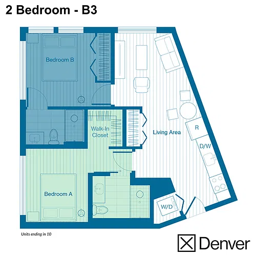 Floor plan 2 Bedroom - B3 Layout