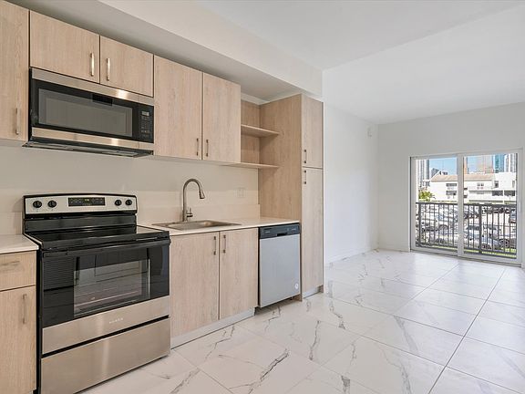 kitchen and living area