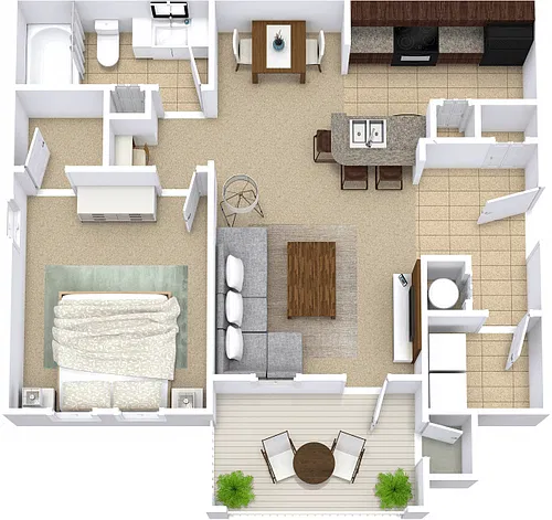 Floor plan 1 Bedroom, 1 Bathroom