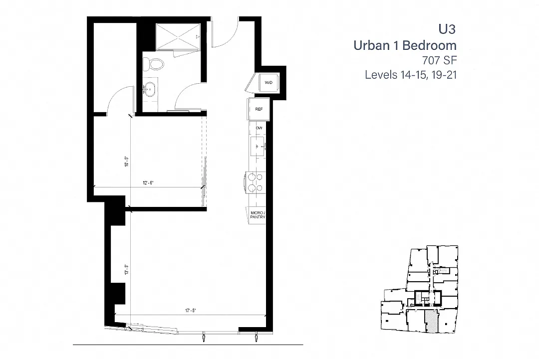 Floor plan U3 Urban 1 Bedroom