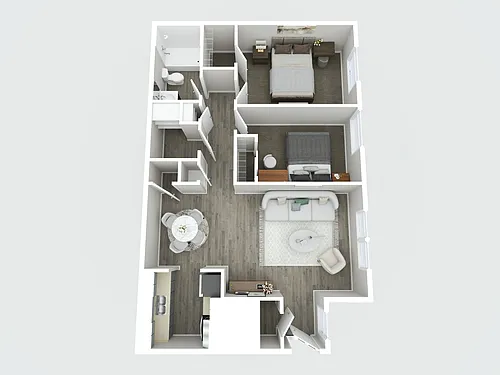Floor plan Crossroad Apartments 2 Bed Renovation