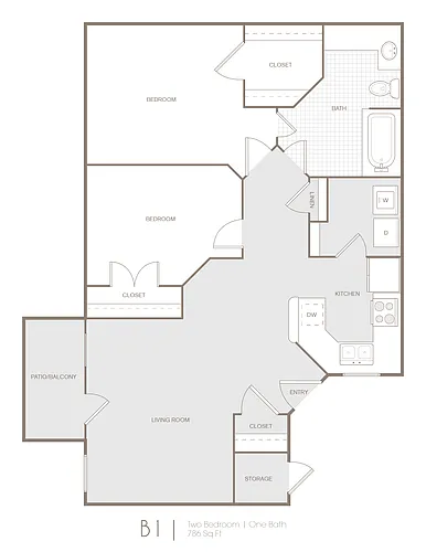 Floor plan Boxelder 2 bed 1 Bath