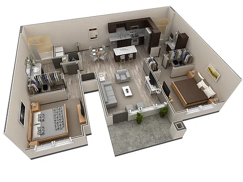 Floor plan 2 BR Grand Courtyard