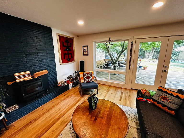 Living room with fireplace