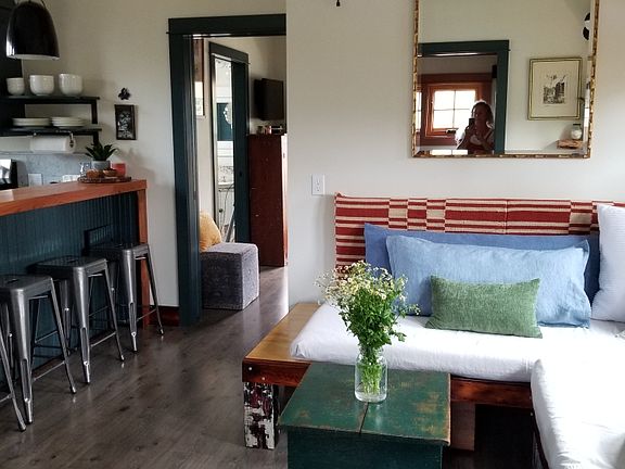 View toward bed, bath, utility, balcony and meditation loft areas...