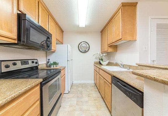 Kitchen with stainless steel appliances