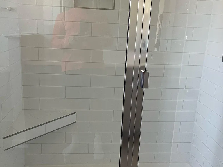 Lovely master bathroom shower with seat