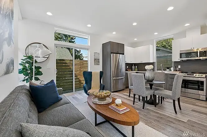 Open layout for kitchen and living room space