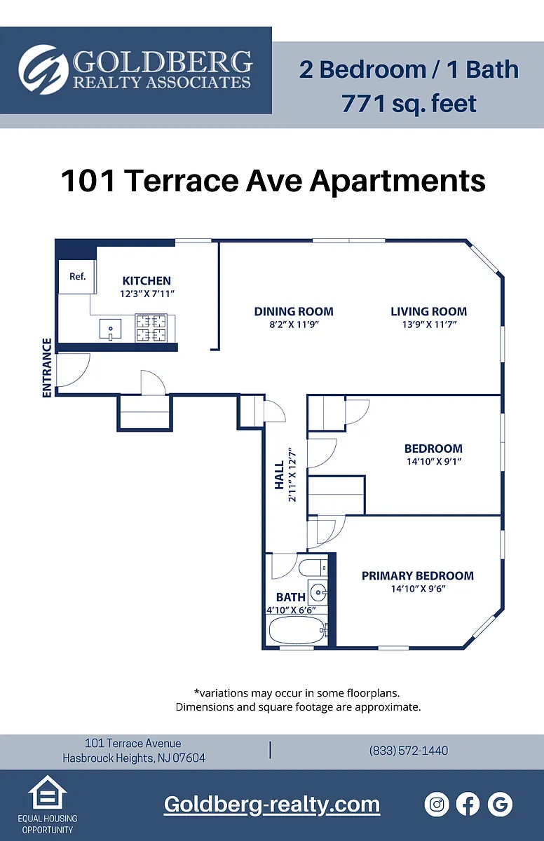Floor plan Two Bedroom 1 bath