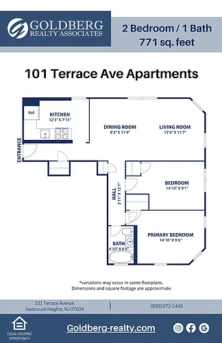 Floor plan Two Bedroom 1 bath