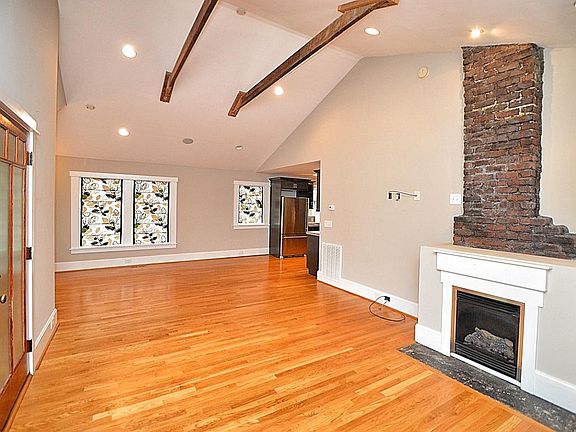 Large open living room with ventless gas logs