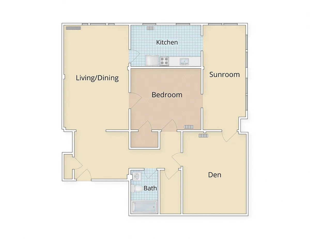 Floor plan One Bedroom Den