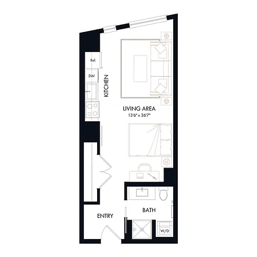 Floor plan S2 | Studio | 1 Bath