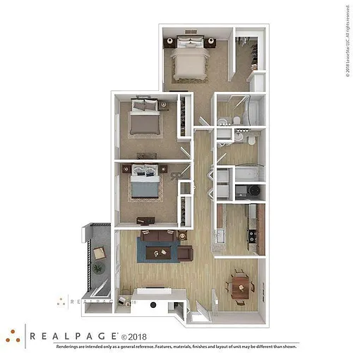 Floor plan Three Bedroom Two Bath