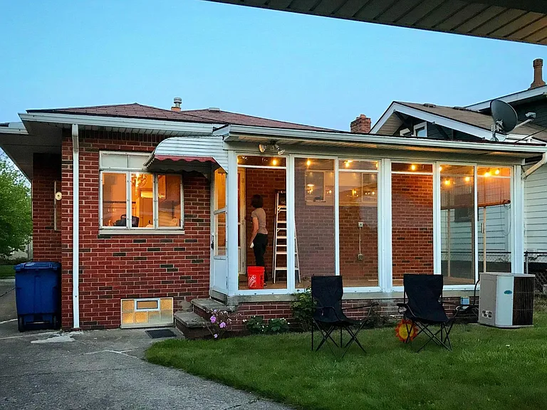 Newly installed Edison lights, are just one of many upgrades to this classic mid century property.