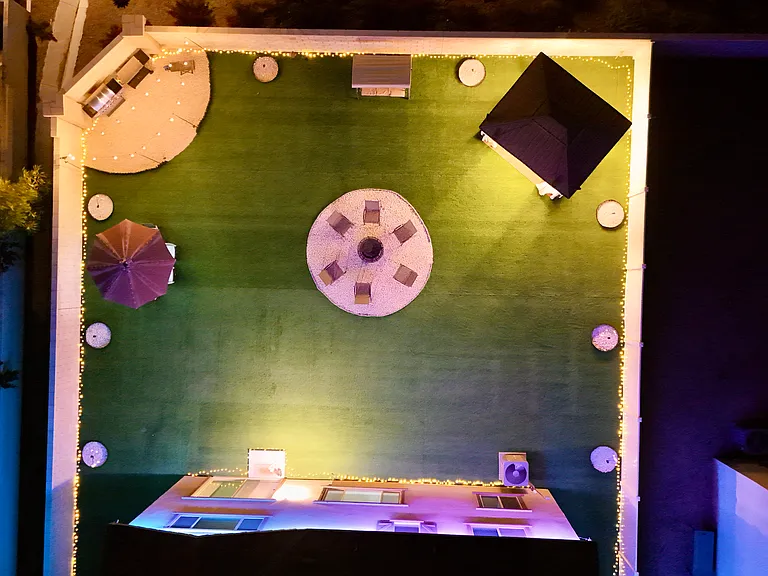Backyard Night View - Modern Smart LED Lights pre-installed