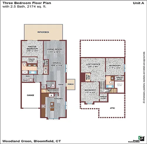 Floor plan $1.63/sq.ft. - 3 Bedroom Townhome_ Plan A