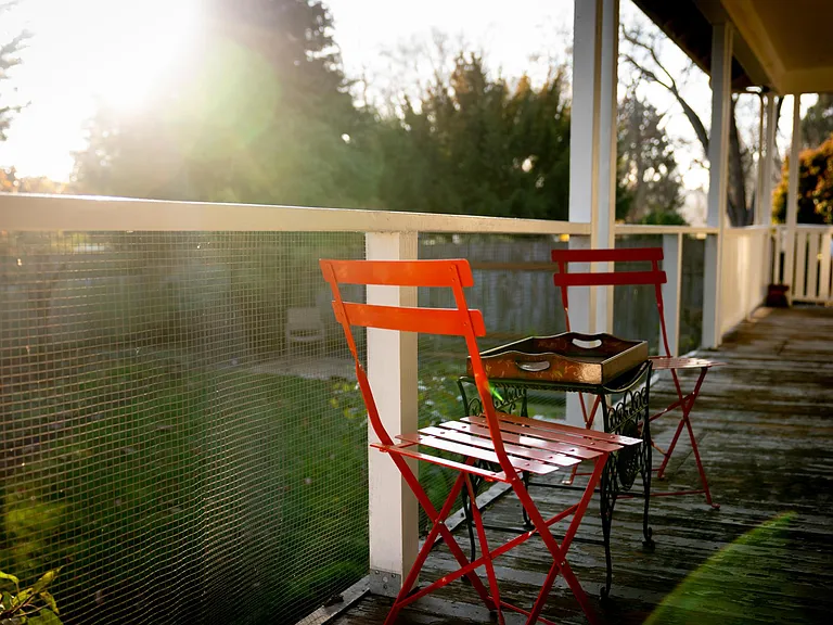 Patio set on the side deck