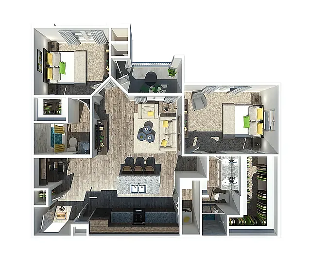 Floor plan The Buddy 2 bedroom 2 bathroom
