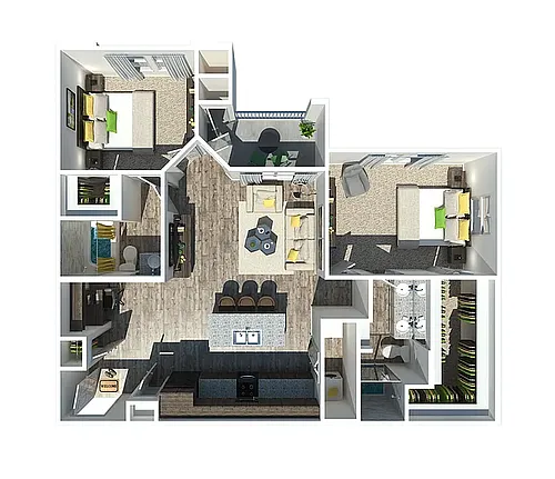 Floor plan The Buddy 2 bedroom 2 bathroom