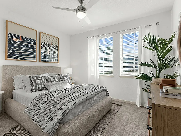 Embrace tranquility in this beautifully designed bedroom, where comfort meets style.