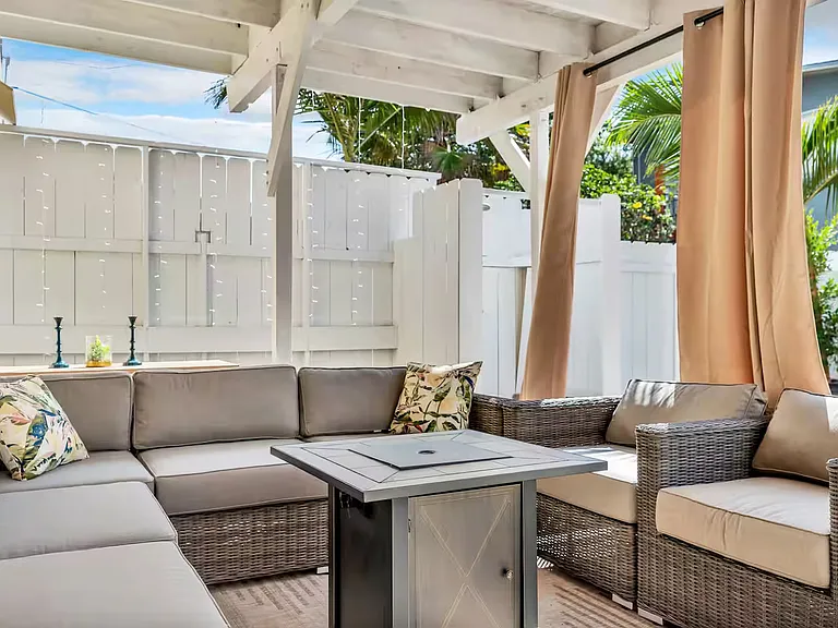 Unwind in your own private terrace with fire pit and outdoor furniture