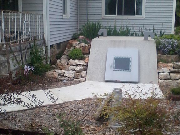 Landscaped storm shelter.