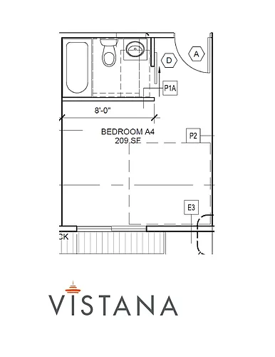 Floor plan Studio - 209 sqft