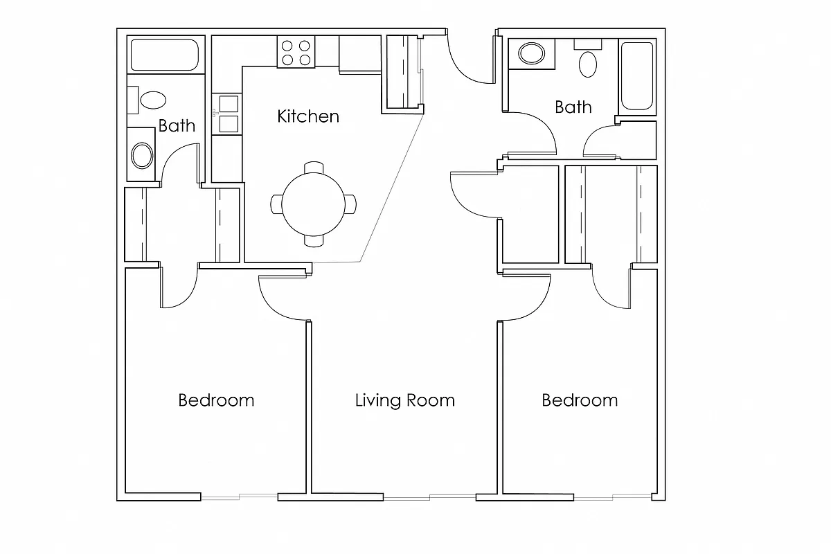 Floor plan 2 Bedroom 2 Bathroom