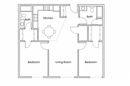 Floor plan 2 Bedroom 2 Bathroom