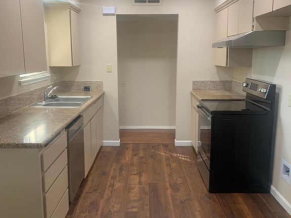 View of kitchen from dining area