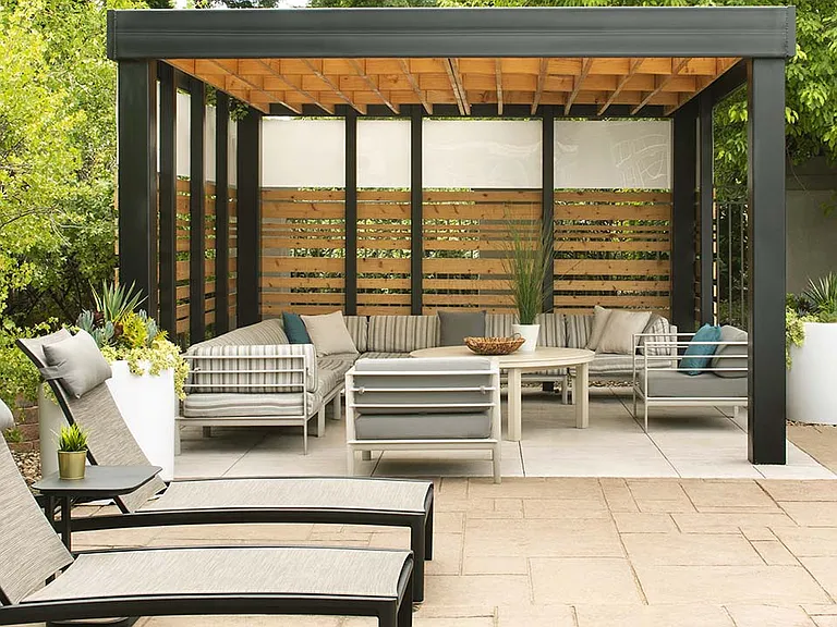 Apartment community Outdoor Lounge at Griffis Belleview Station in Denver, Colorado.
