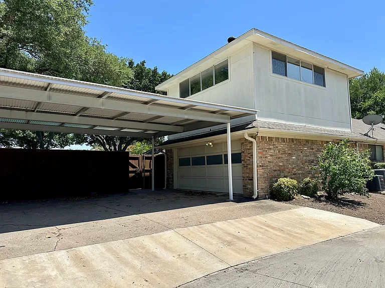 2 car garage with attached carport