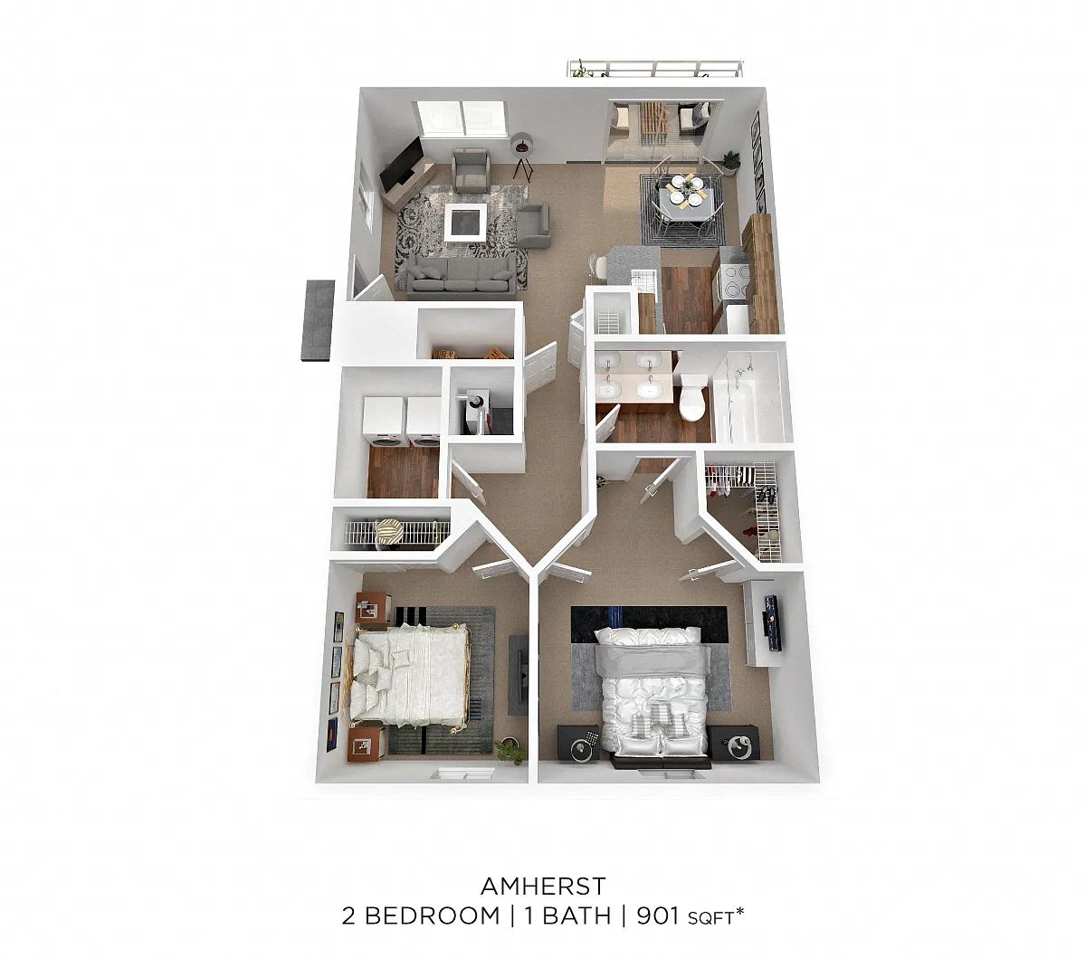 Floor plan Two Bedroom - 901 sqft