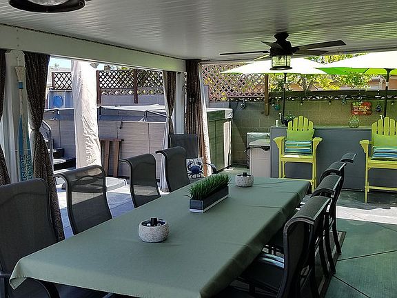 Outdoor dining area and bar