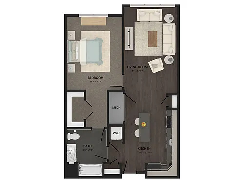 Floor plan 1 Bed/1 Bath-A4
