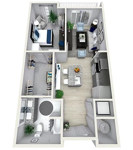 Floor plan 1 Bedroom 1 Bath 862 sqft (V)