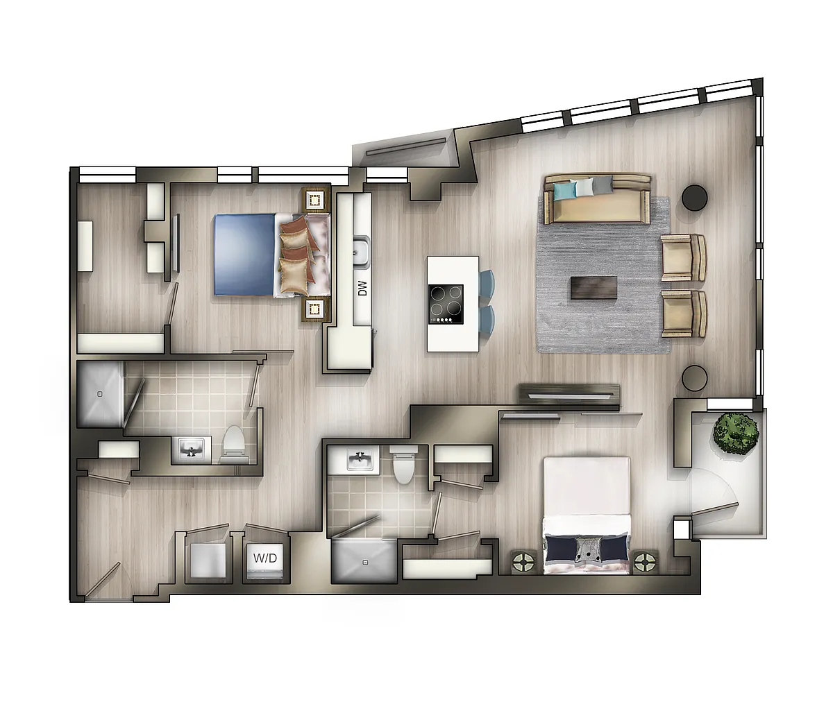 Floor plan 2BD-2BA 08 Tier