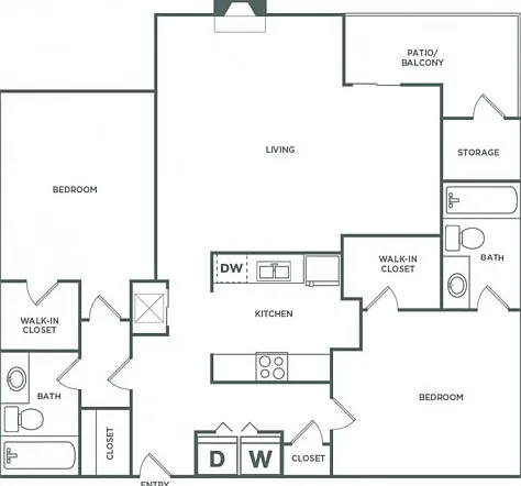 2 bed 2 bath | 1241 SF 2 bed 2 bath | 1241 SF