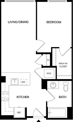 Floor plan 1 Bed/1 Bath-A2