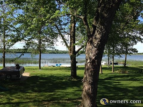 View of the lake from covered deck
