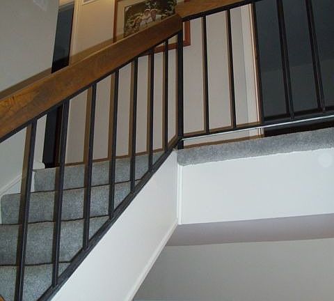 Open, carpeted stairs