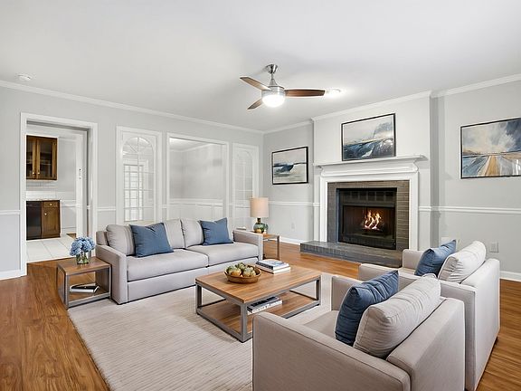 Spacious Living Room with Fireplace