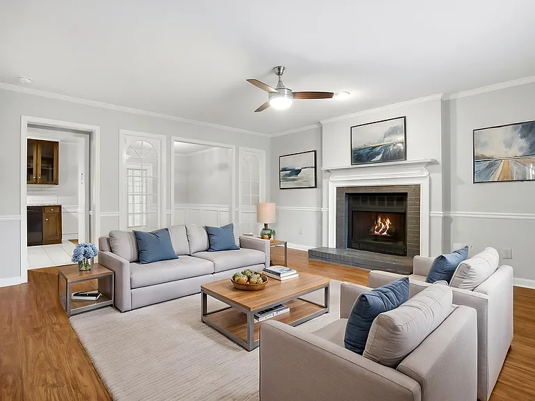 Spacious Living Room with Fireplace